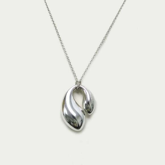 Tiffany double teardrop chain silver necklace large